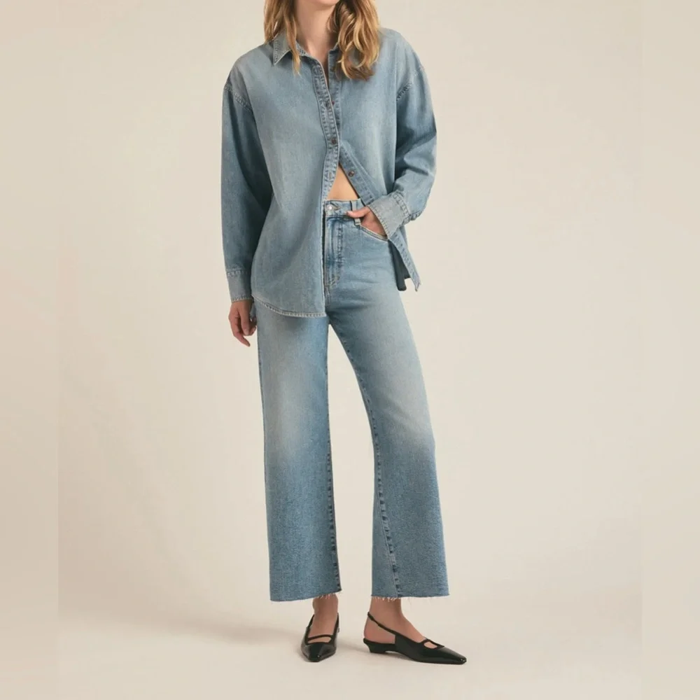 Favorite Daughter THE MISCHA SUPER HIGH RISE WIDE LEG ANKLE Women Jeans Size 23 - Picture 1 of 11